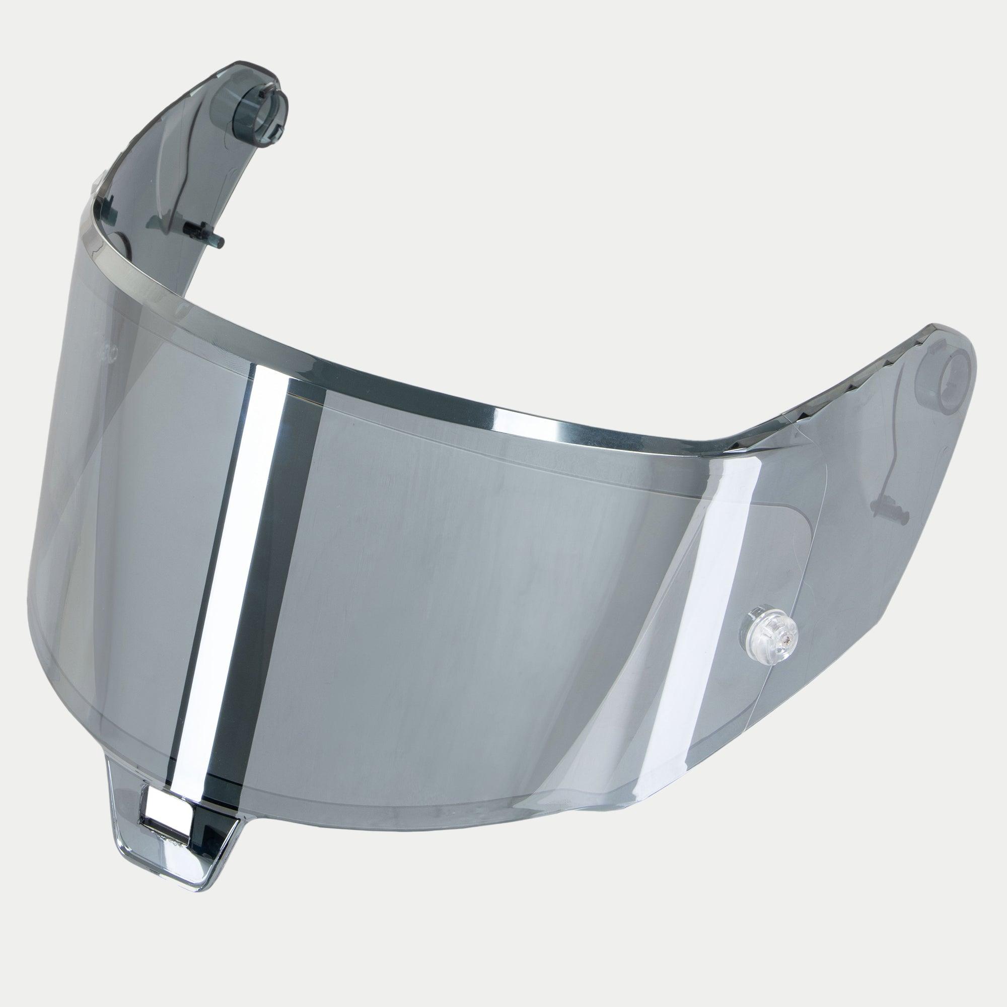 Alpinestars Supertech R10 AFHS-01 Shield, viseira de capacete, prateado escuro espelhado, com acabamento refletor de alto brilho, design aerodinâmico curvo e secções laterais transparentes para visibilidade periférica