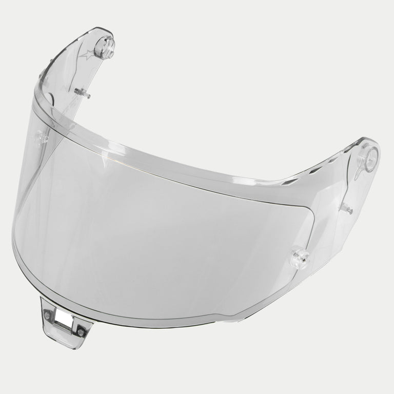 Alpinestars Supertech R10 AFHS-01 Shield, Replacement Helmet Visor, Photochromic, clear curved plastic design with attachment mechanisms, compatible with S-R10 racing helmets, UV protected and scratch resistant finish