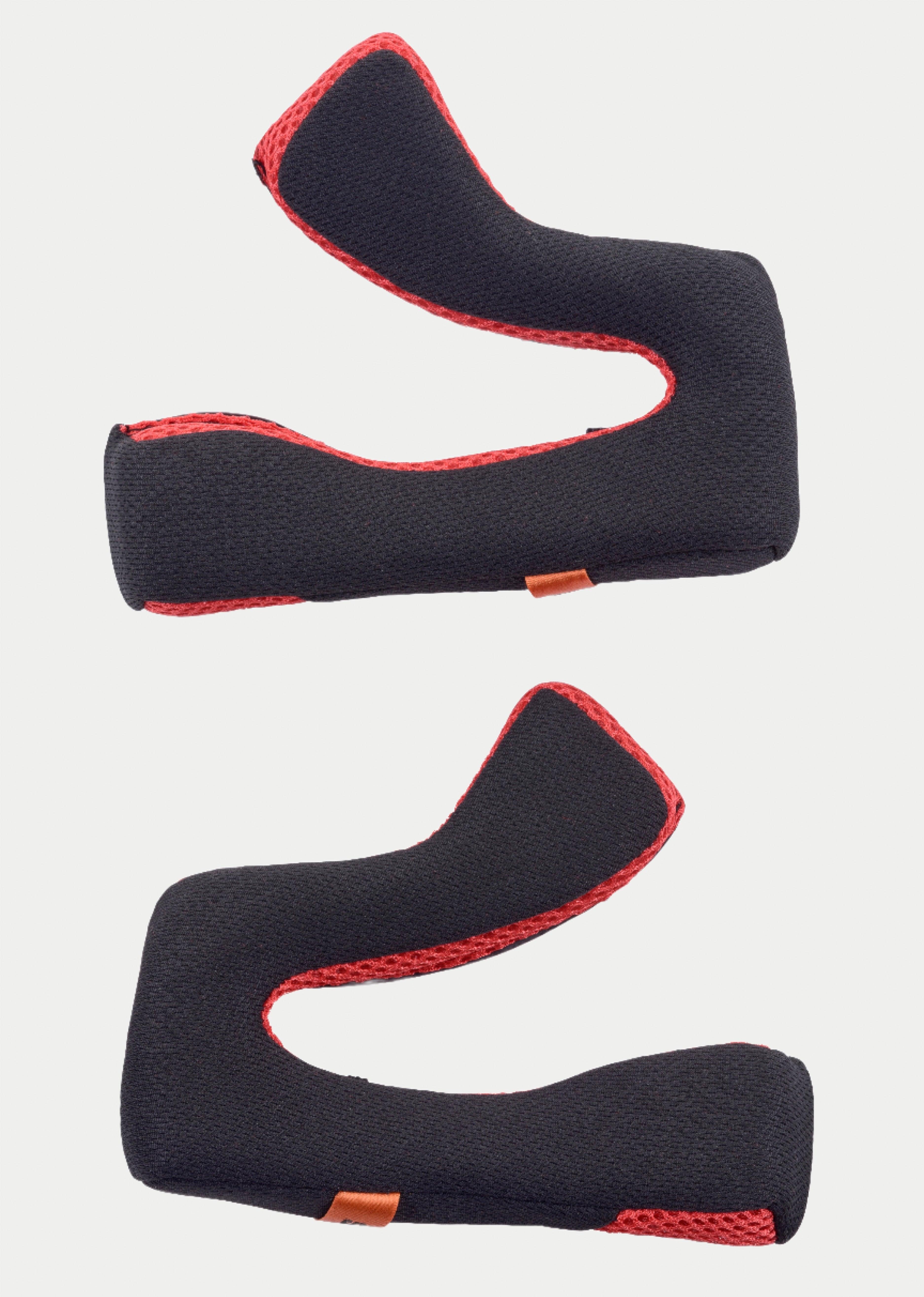 Alpinestars S-M5 Cheek Pads Replacement, acessório para capacete de motociclo, cinzento com malha vermelha, conjunto de duas almofadas interiores com patilhas cor de laranja, concebidas para capacetes de motocross S-M5