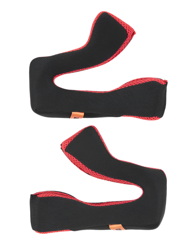 Alpinestars S-M5 Cheek Pad Set +5 mm, conjunto de almofadas laterais de substituição para capacete, tecido preto com acabamento em malha vermelha, design curvo ergonómico, acessório para motocross e condução off-road