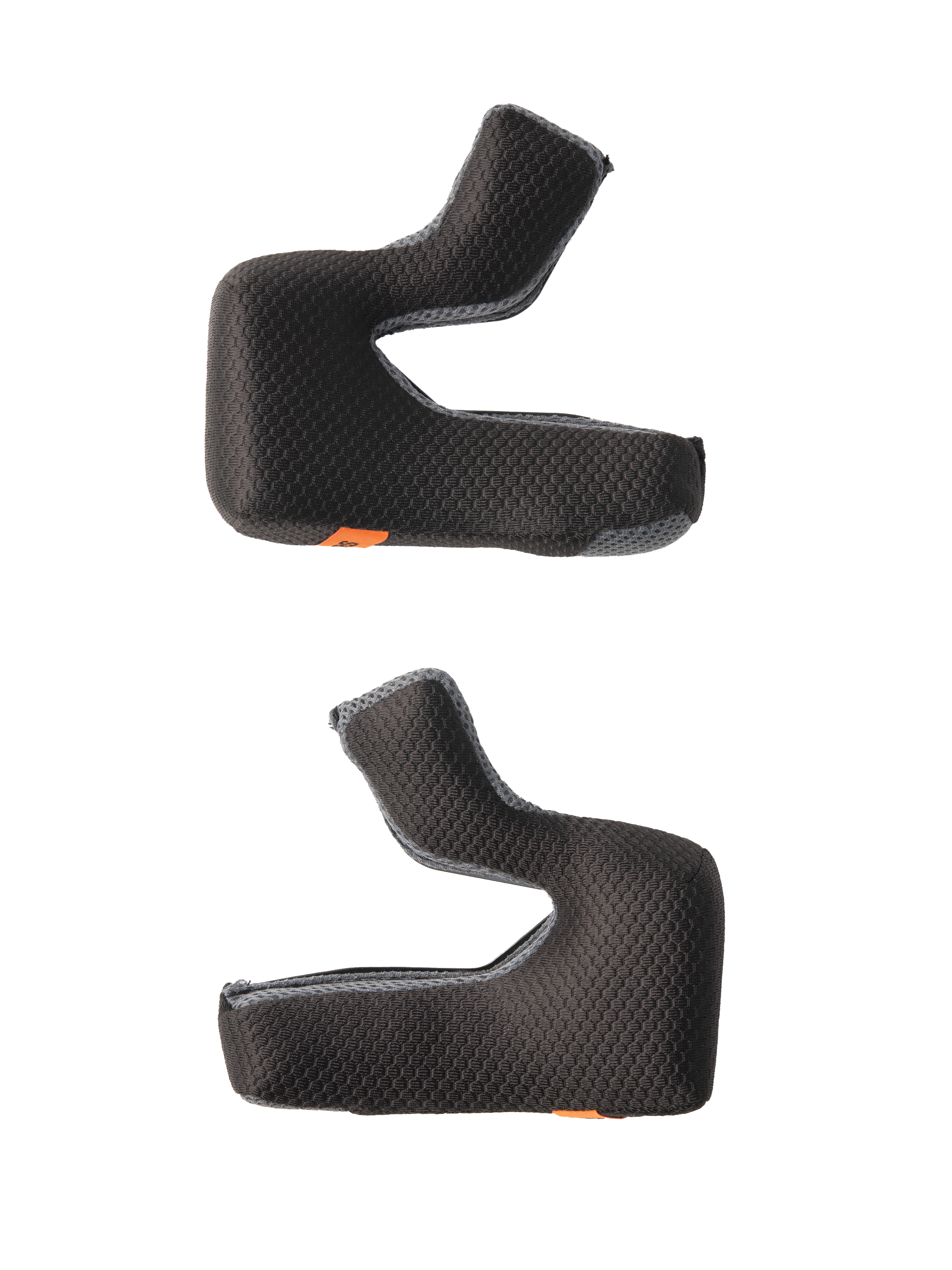 Conjunto de Almofadas Laterais S-M7 da Alpinestars, forro de substituição para capacete, pretas com tecido texturizado em favo de mel e rebordos em malha cinzenta, almofadas de espuma moldadas para um ajuste ergonómico, com patilhas de libertação de emergência laranja, acessórios para capacete de motociclismo