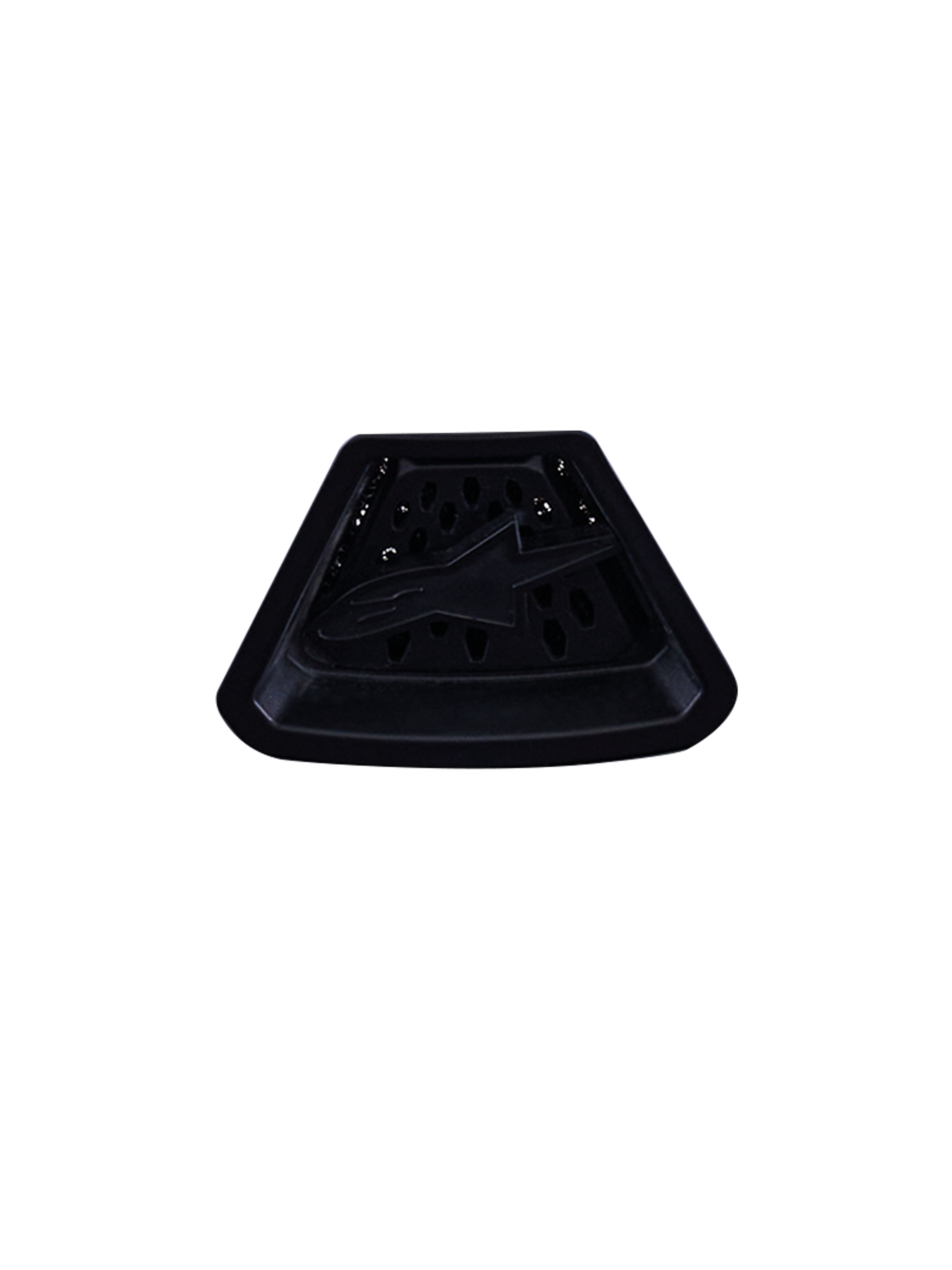 Alpinestars S-M7 Chin Vent, acessório para capacete, preto, componente plástico triangular com furos de ventilação perfurados e logótipo de estrela central em relevo, peça de substituição genuína para sistemas de fluxo de ar de capacetes de motocross