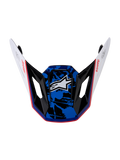 Alpinestars Visor S-M7 Blaster, peça de substituição para capacete de motocross, azul e branco brilhante com gráfico de salpicos