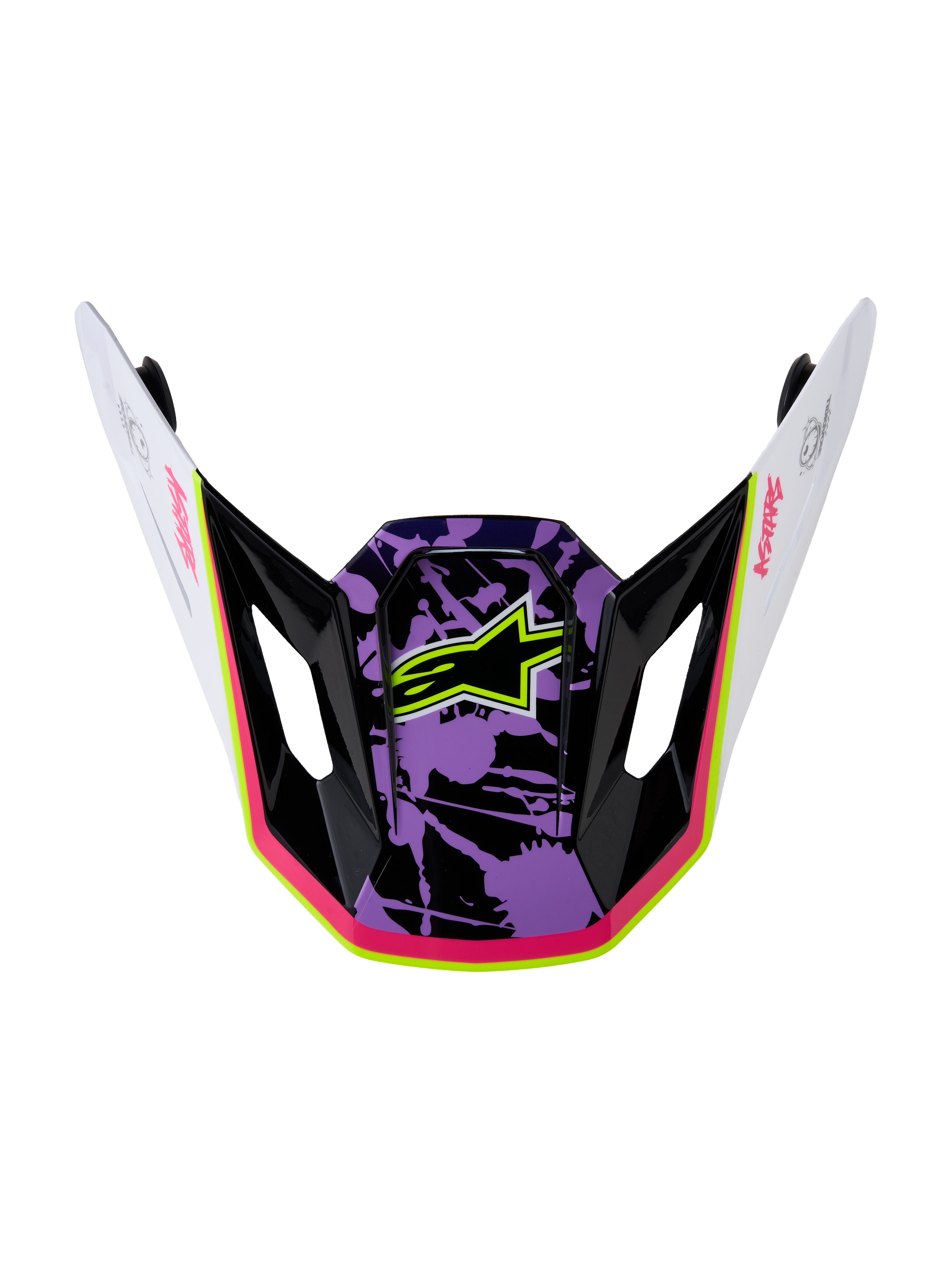 Alpinestars Visor S-M7 Blaster, visor de substituição para motocross, roxo, rosa e branco brilhante com logótipo Astars.