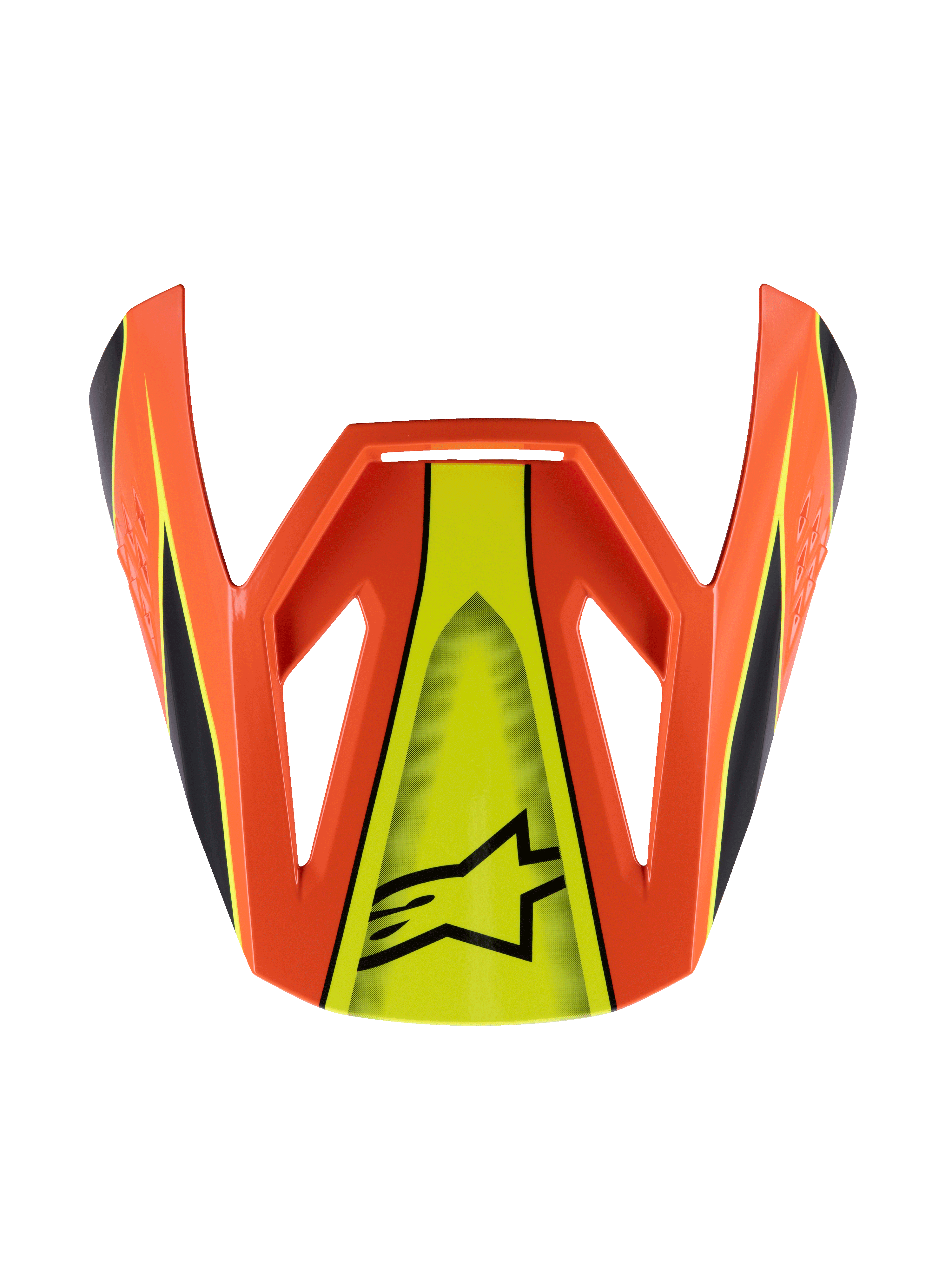 Alpinestars S-M3 Youth Fray Visor, viseira para capacete de motocross, laranja e amarelo fluorescente, design aerodinâmico angular com logótipo Astar preto e riscas de corrida, peça de substituição em plástico durável para capacetes de todo-o-terreno para jovens