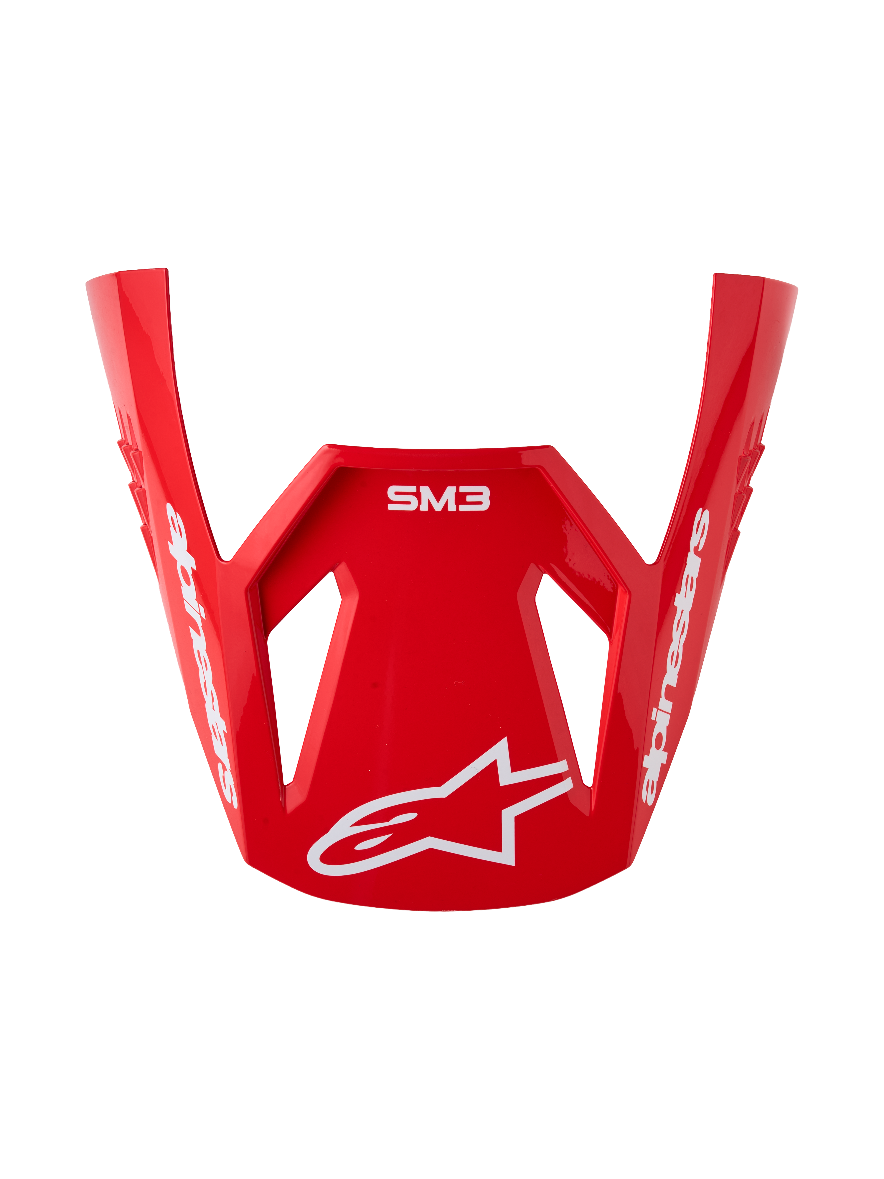 Visor Alpinestars S-M3 Radium, peça para capacete de motocross, vermelho e branco brilhante com logótipo Astars.