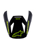 Alpinestars S-M3 Youth Radium Visor, Replacement Motocross Helmet Peak, Black Yellow Fluo Glossy, featuring yellow Alpinestars branding and star logo on the front, aerodynamic design for youth off-road helmets