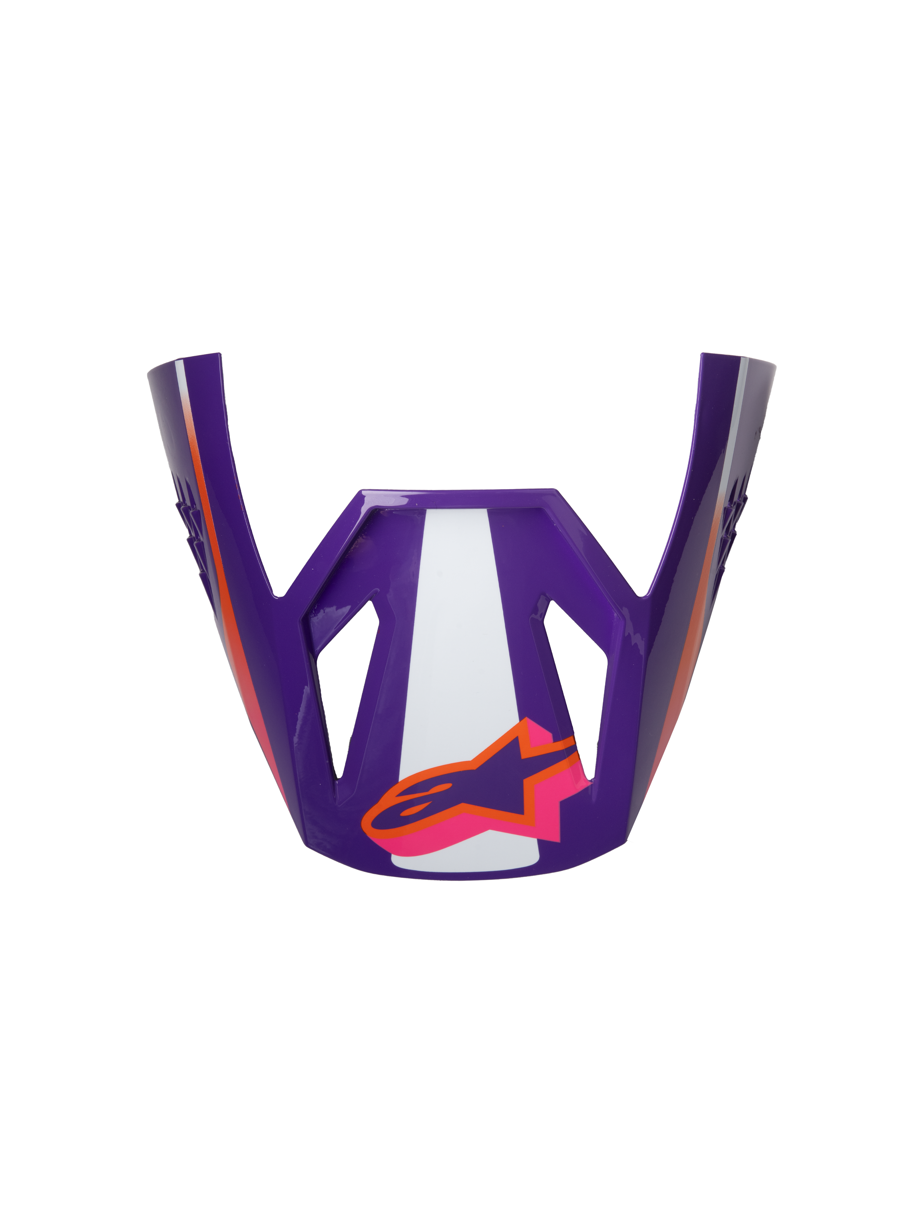 Alpinestars S-M3 Heat ECE06 Helmet Visor, viseira de motociclismo de competição, roxa, branca e rosa, acabamento brilhante, pormenores em laranja com logótipo de estrela, design angular com recortes desportivos