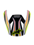 Alpinestars S-M3 Youth Wurx Visor, Motocross Helmet Visor, Black with Yellow Orange and Red stripes, featuring the yellow Alpinestars logo, glossy aerodynamic design, replacement peak for youth off-road racing