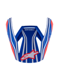 Viseira Alpinestars S-M3 Youth Wurx, viseira para capacete de motocross, azul, vermelha e branca com detalhes pretos, acabamento brilhante com riscas marcantes e logótipo Astar, pala de substituição aerodinâmica e angular para capacetes de MX para jovens