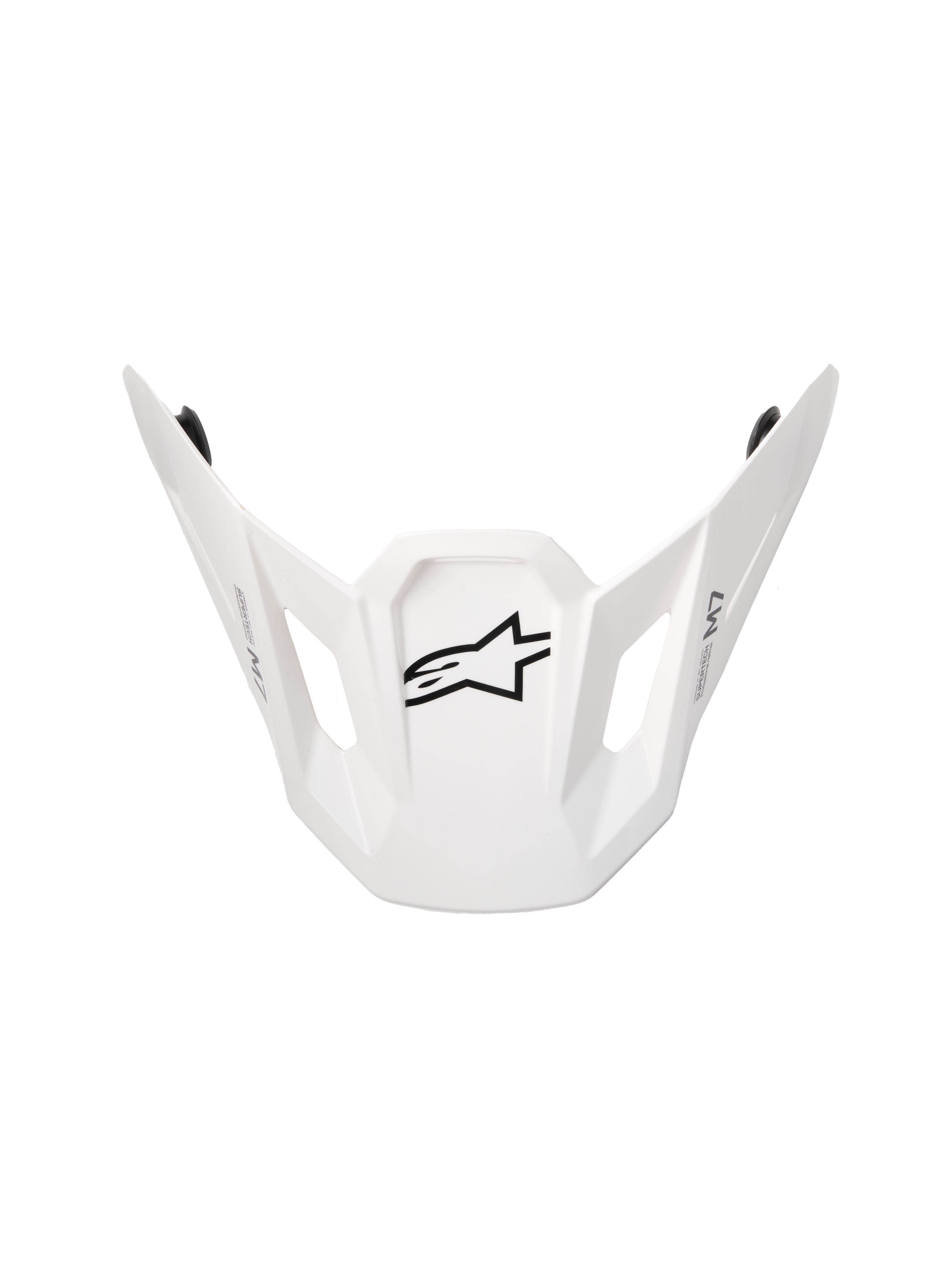 Alpinestars S-M7 Solid ECE06, viseira de substituição para capacete de motocross, acabamento branco brilhante, com logótipo de estrela preto, design aerodinâmico angular com aberturas de ventilação, compatível com capacetes S-M7