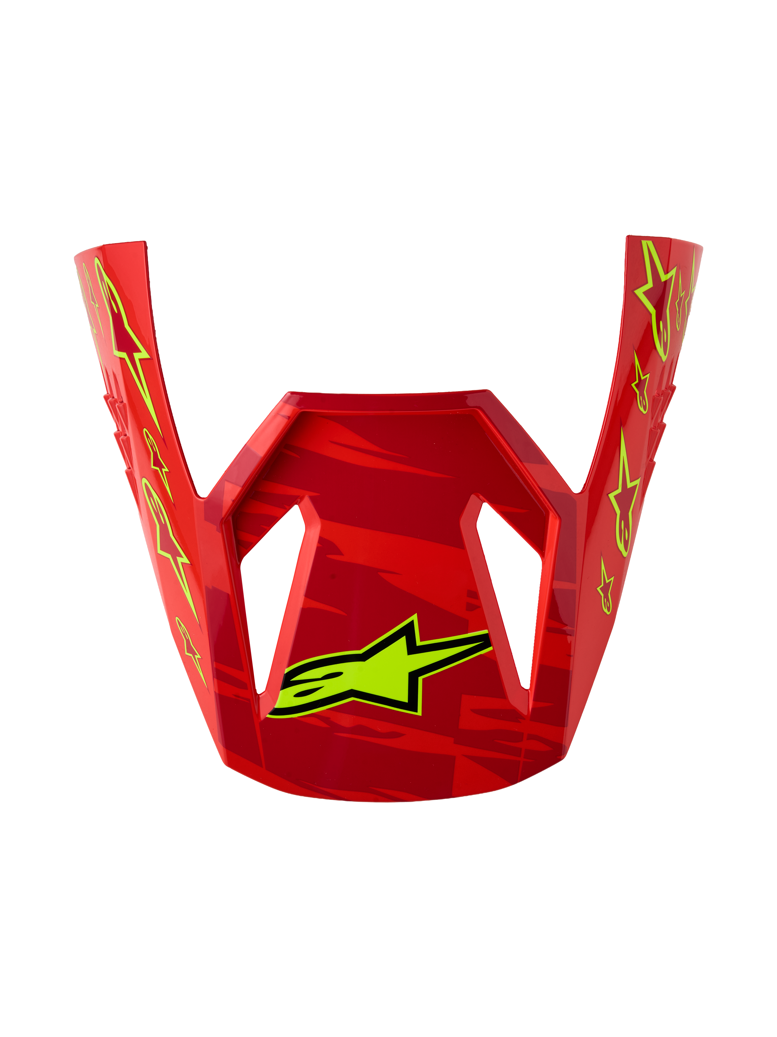 Alpinestars Visor S-M3 Falcon ECE06, peça de substituição para motocross, vermelho e amarelo fluorescente, com acabamento brilhante e gráficos de estrelas