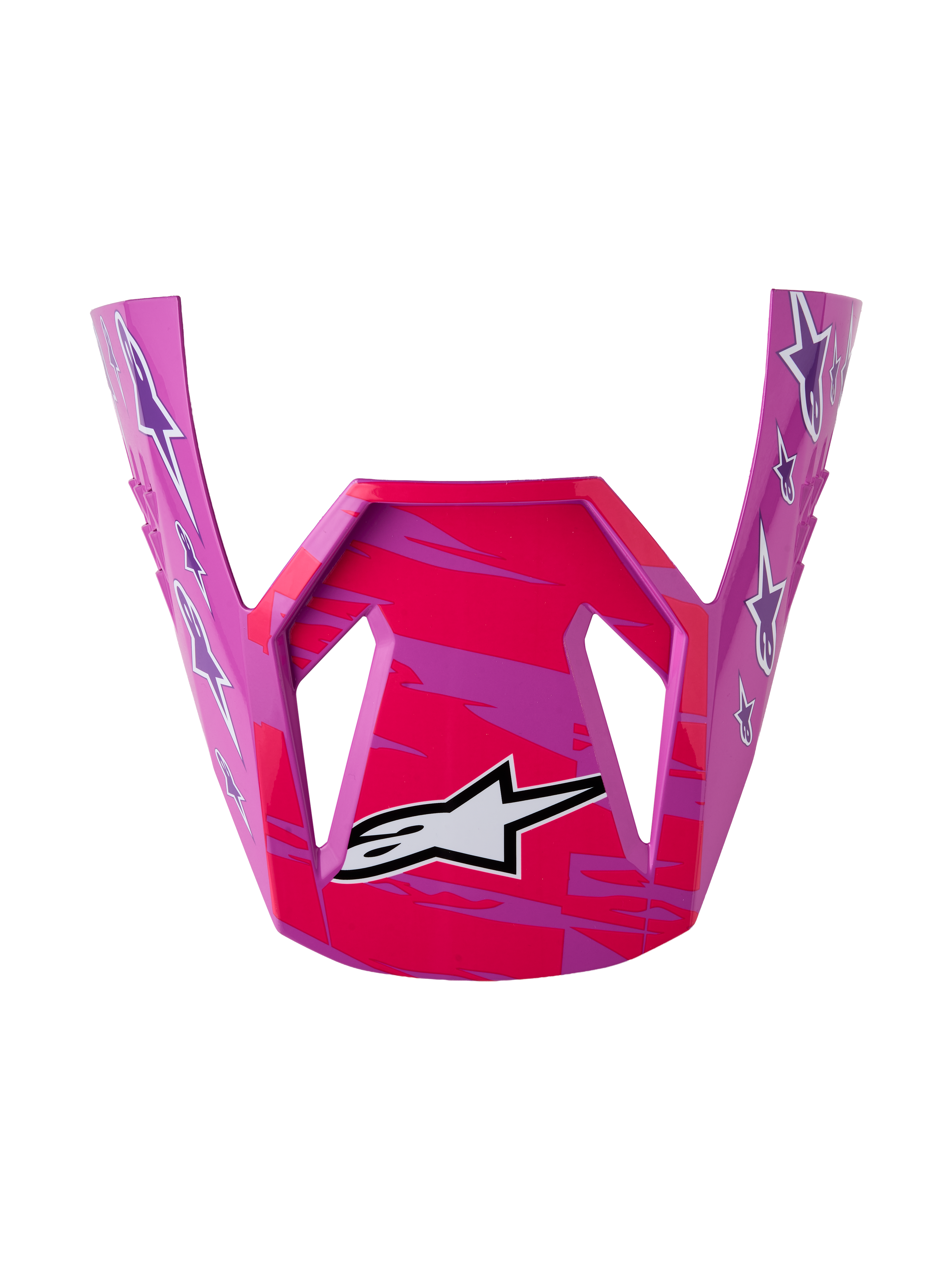 Alpinestars Visor SM3 Falcon ECE06, visor de motocross roxo e rosa fluo, acabamento brilhante, com logótipos Astars