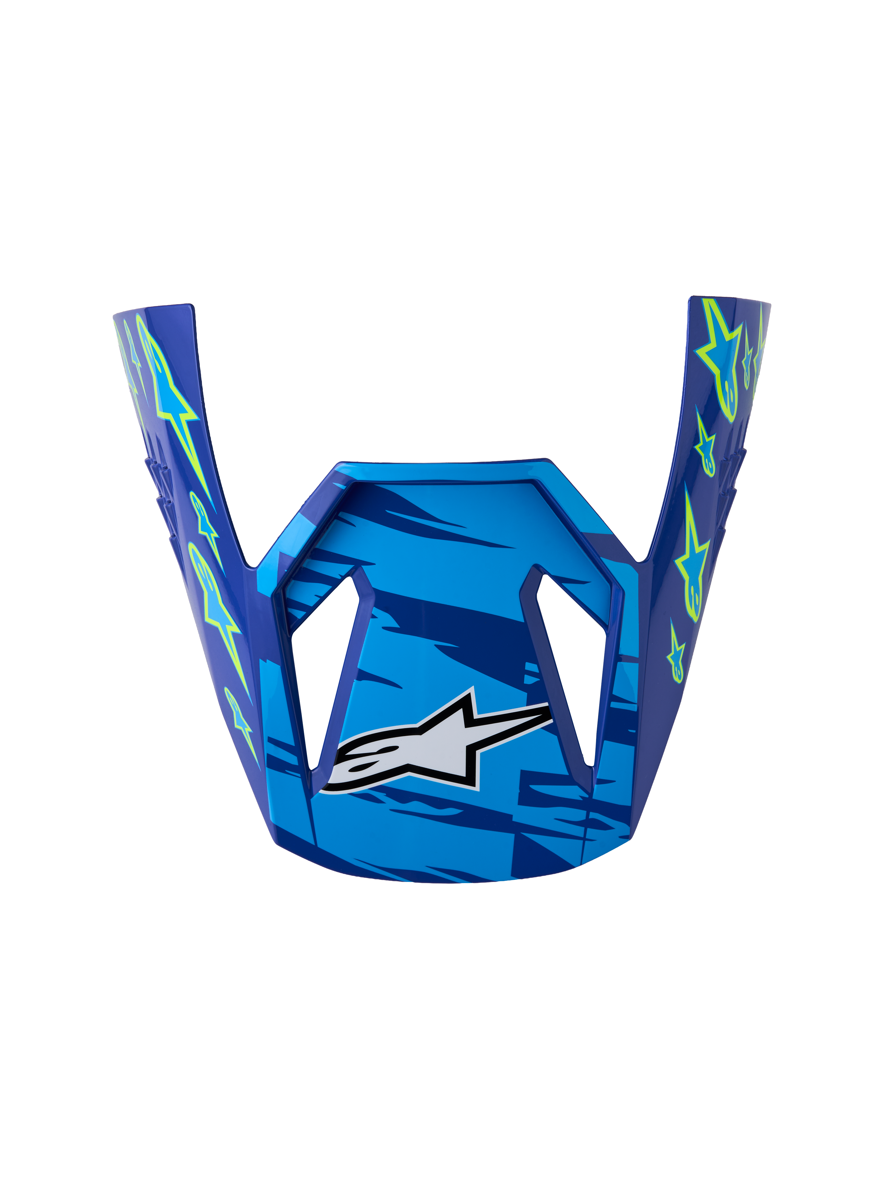 Alpinestars Visor SM3 Falcon Jovem, visor de capacete de motocross, azul e amarelo fluorescente, acabamento brilhante.