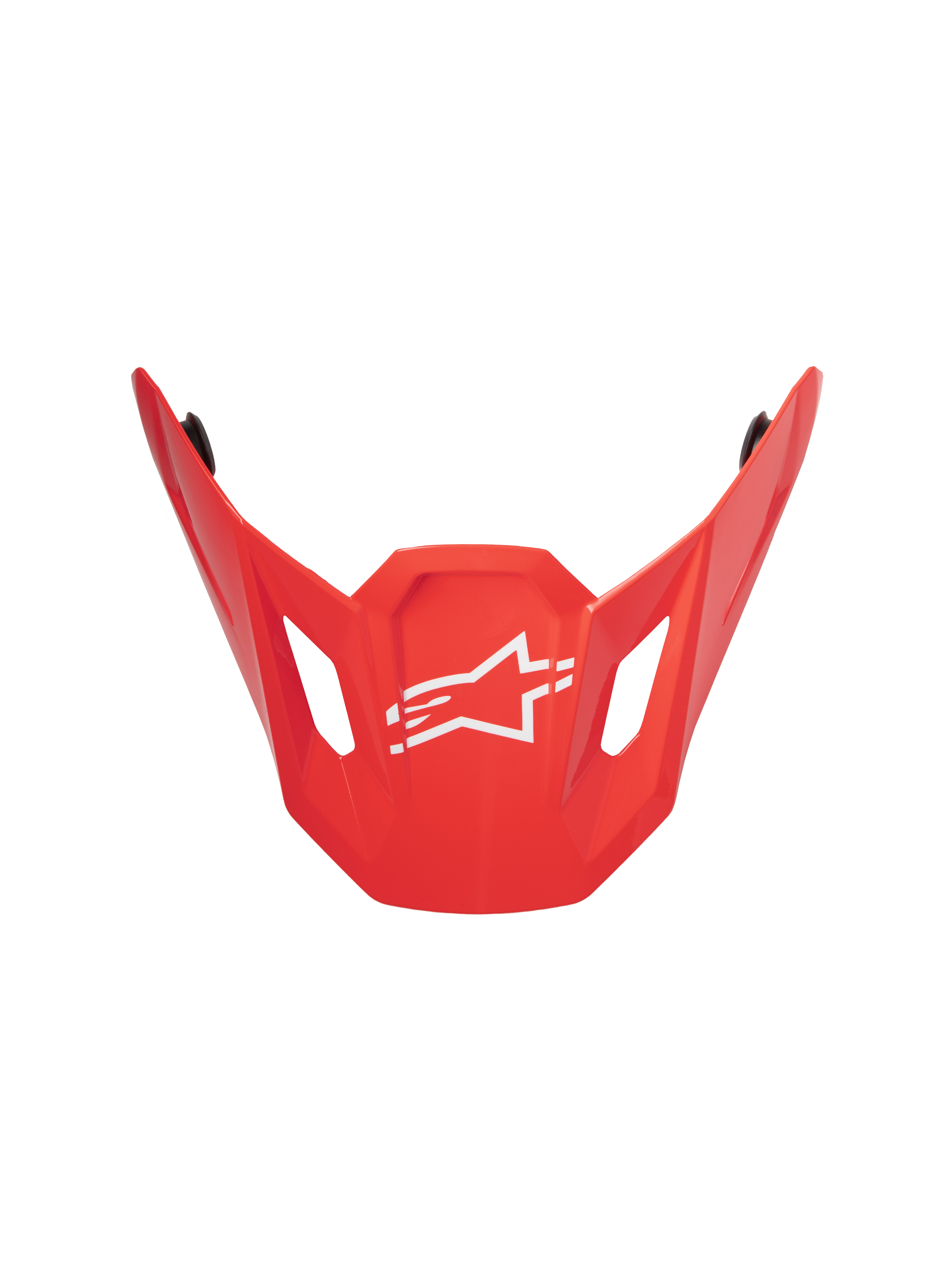 Alpinestars S-M7 Core ECE06 Visor, Vermelho Brilhante, pala de substituição para capacete de motocross, com um design aerodinâmico angular, logótipo central de estrela Alpinestars em branco, aberturas de ventilação laterais e um acabamento brilhante duradouro