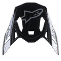 Viseira Alpinestars Supertech M10 Carbon Meta2, pala de substituição em preto e cinzento brilhante, com logótipo Alpinestars cinzento e aberturas de ventilação aerodinâmicas, acessório para capacete de motocross