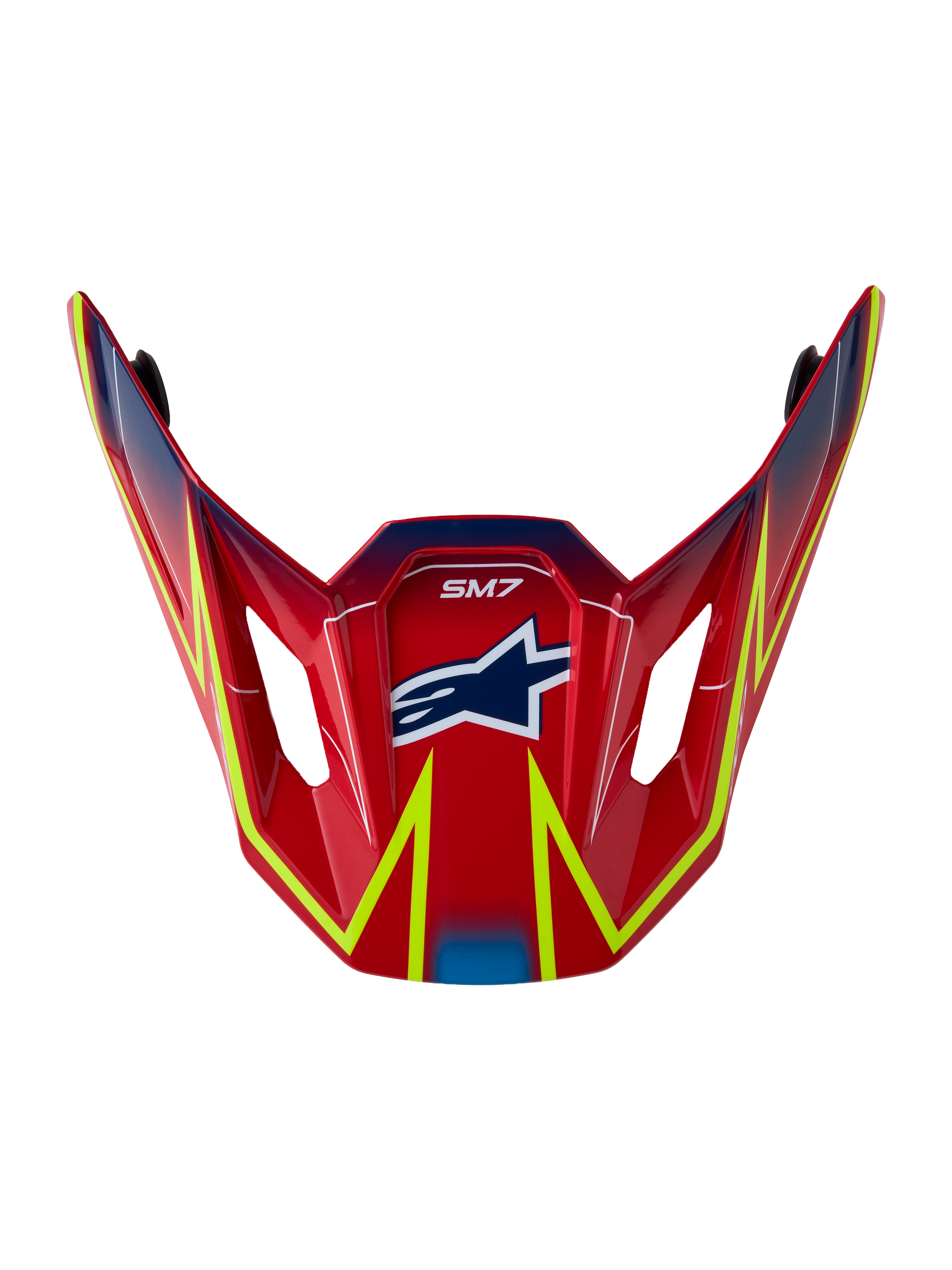 Visor Alpinestars S-M7 Cast, peça de substituição oficial para motocross, vermelho brilhante com gráficos amarelo fluo e azul