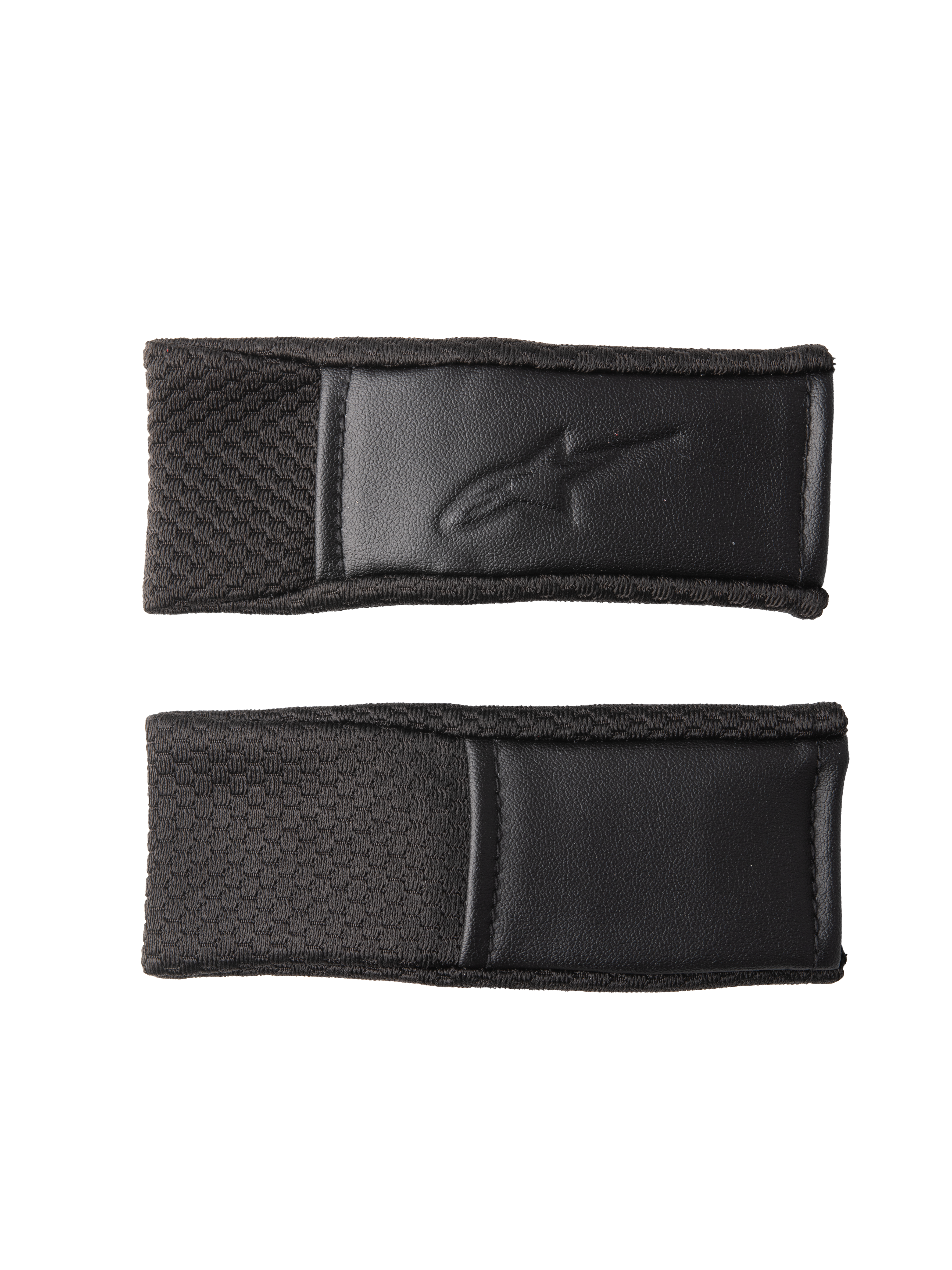 Alpinestars S-M7 Chin Strap Cover Set, conjunto de coberturas de substituição para correias de capacete, preto, com padrão texturizado, logótipo em relevo e bordas cosidas, acessórios para capacete de motocross
