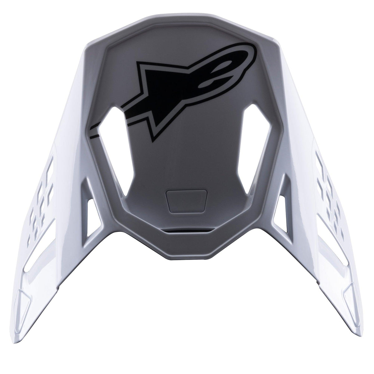 Alpinestars S-M8 Factory Visor, acessório para capacete de motocross, branca com logótipo Alpinestars preto, pala de substituição com aberturas aerodinâmicas e design de encaixe para capacetes Supertech M8