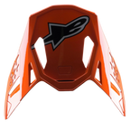 Viseira Alpinestars S-M8 Factory, acessório para capacete de motocross, laranja brilhante com logótipo Alpinestars grande a preto e branco, aberturas de ventilação aerodinâmicas, pala de substituição para capacetes Supertech M8