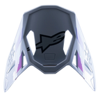 Alpinestars Supertech M10 Daytona 23 LE Visor, replacement motocross helmet peak, Haze Gray with Orange Fluo and Rhodamine accents, aerodynamic design featuring snap-on fitment and black Alpinestars logo on the underside