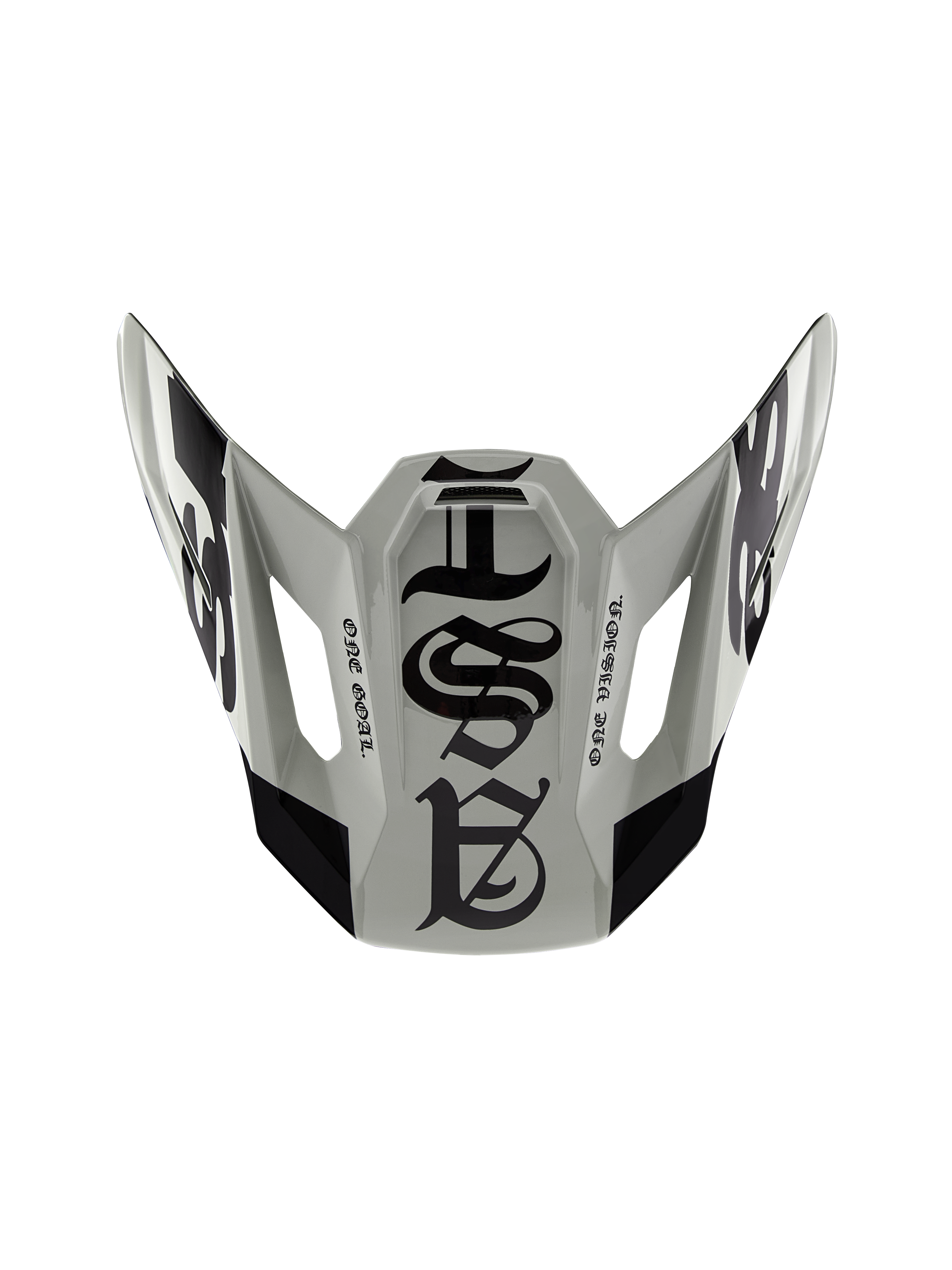 Alpinestars Limited Edition S-M7 Wolf Dust Visor 22.06, viseira de substituição para capacete de motocross, duna e preto brilhante, com gráficos de estilo gótico e o texto 'ONE GOAL' 'ONE VISION', design aerodinâmico para corridas de todo-o-terreno