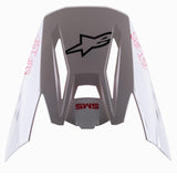 Alpinestars S-M5 Bond White Red Glossy Visor, pala de substituição para capacete de motocross, branco brilhante com as marcas ASTARS e SM5 a vermelho, logótipo de estrela preto, design aerodinâmico para corridas todo-o-terreno