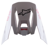 Viseira Alpinestars S-M5 Bond White Red Glossy, pala de substituição para capacete de motocross, acabamento branco brilhante com branding 'SM5' e 'ASTARS' a vermelho, logótipo central de estrela preto, acessório de encaixe para equipamento de todo-o-terreno
