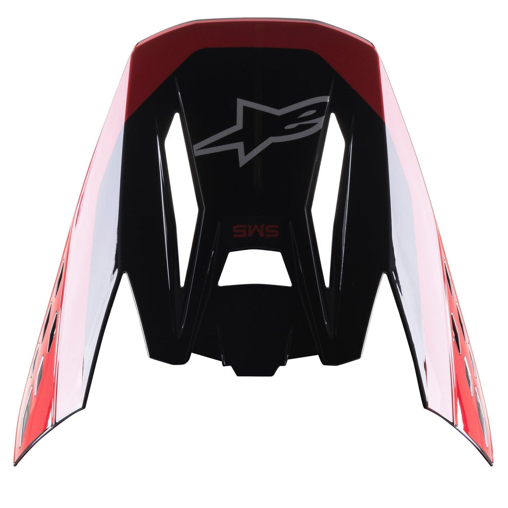 Alpinestars Viseira S-M5 Beam, acessório para capacete de motocross, preto e vermelho brilhante, com logótipo de estrela cinzento e marca SM5 a vermelho, viseira de substituição para equipamento de corrida todo-o-terreno