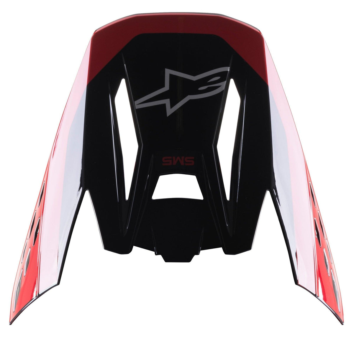 Alpinestars Viseira S-M5 Beam, acessório para capacete de motocross, preto e vermelho brilhante, com logótipo de estrela cinzento e marca SM5 a vermelho, viseira de substituição para equipamento de corrida todo-o-terreno