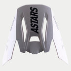 Alpinestars S-M5 Rayon Visor, pala de substituição para capacete de motocross, cinzento com logótipo ASTARS preto em destaque no topo e nas laterais, acabamento mate, com design angular e aberturas de ventilação para performance em todo-o-terreno