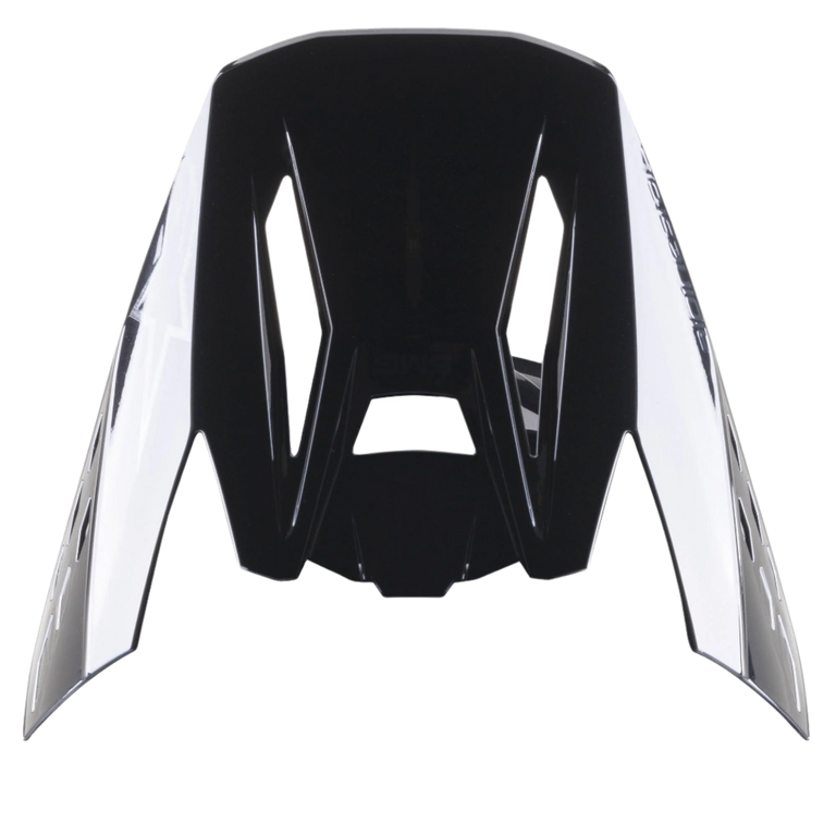 Alpinestars S-M5 Scout Visor, viseira de substituição para capacetes de motocross, acabamento preto e prateado de alto brilho, design aerodinâmico com aberturas de ventilação e logótipos laterais