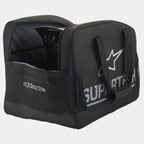 Alpinestars Supertech saco para capacete semi-rígido, preto com branding prateado, asas de transporte duráveis e construção semi-rígida segura