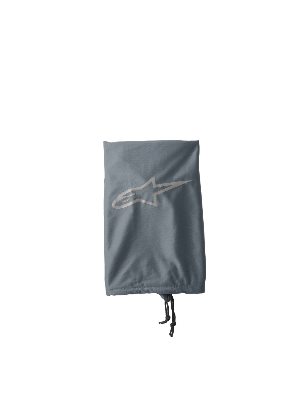 Alpinestars S-M7 Soft Bag, bolsa de armazenamento para capacete de motocross, cinzenta, com logótipo de estrela Alpinestars cinzento claro, fecho de cordão com cordão preto, construção têxtil leve para proteção de equipamento todo-o-terreno