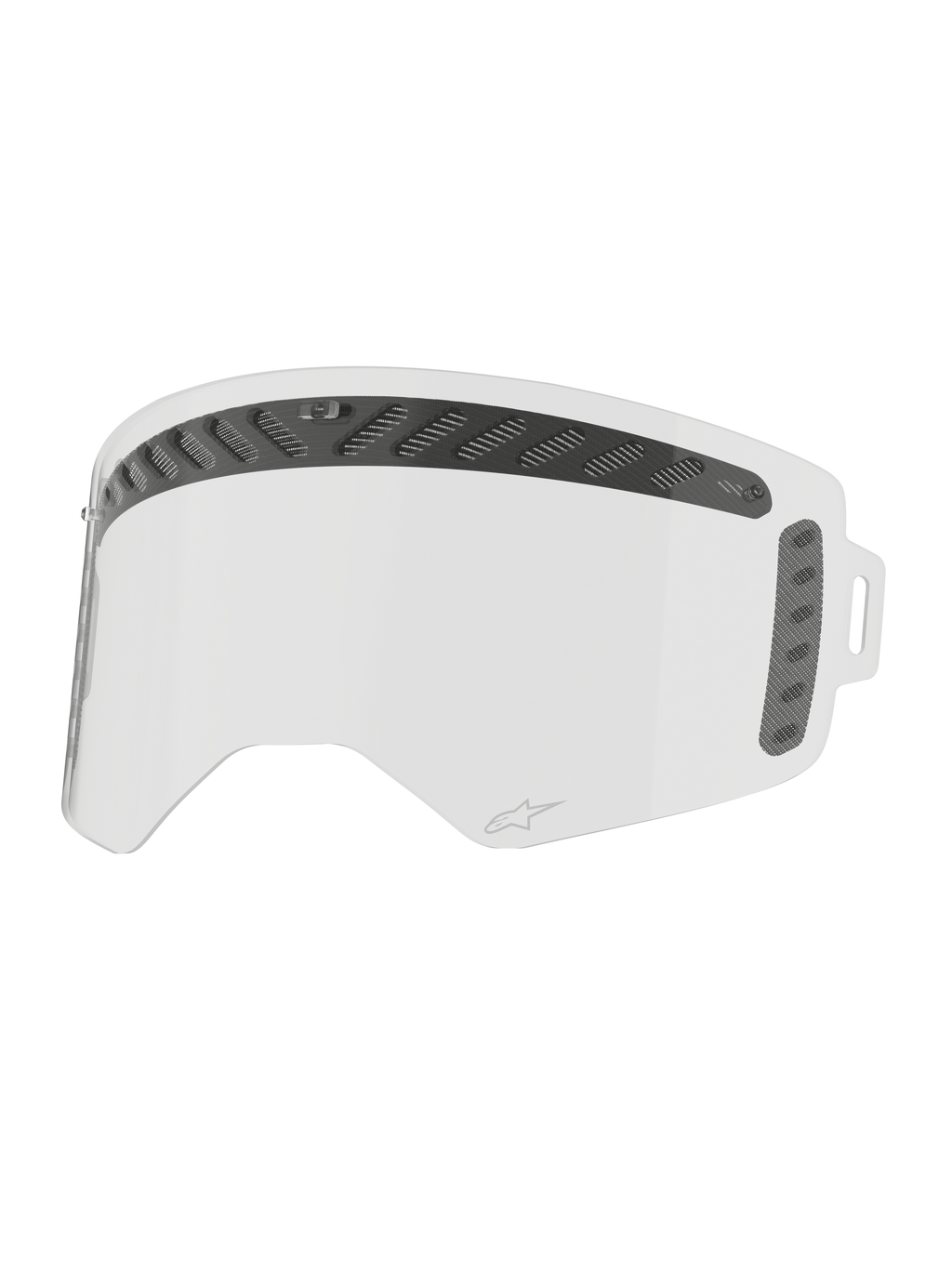 Alpinestars lente Supertech Modulator Vented, peça de substituição transparente para óculos de motocross, com ventilação integrada, revestimento anti-embaciamento e suportes para tear-off