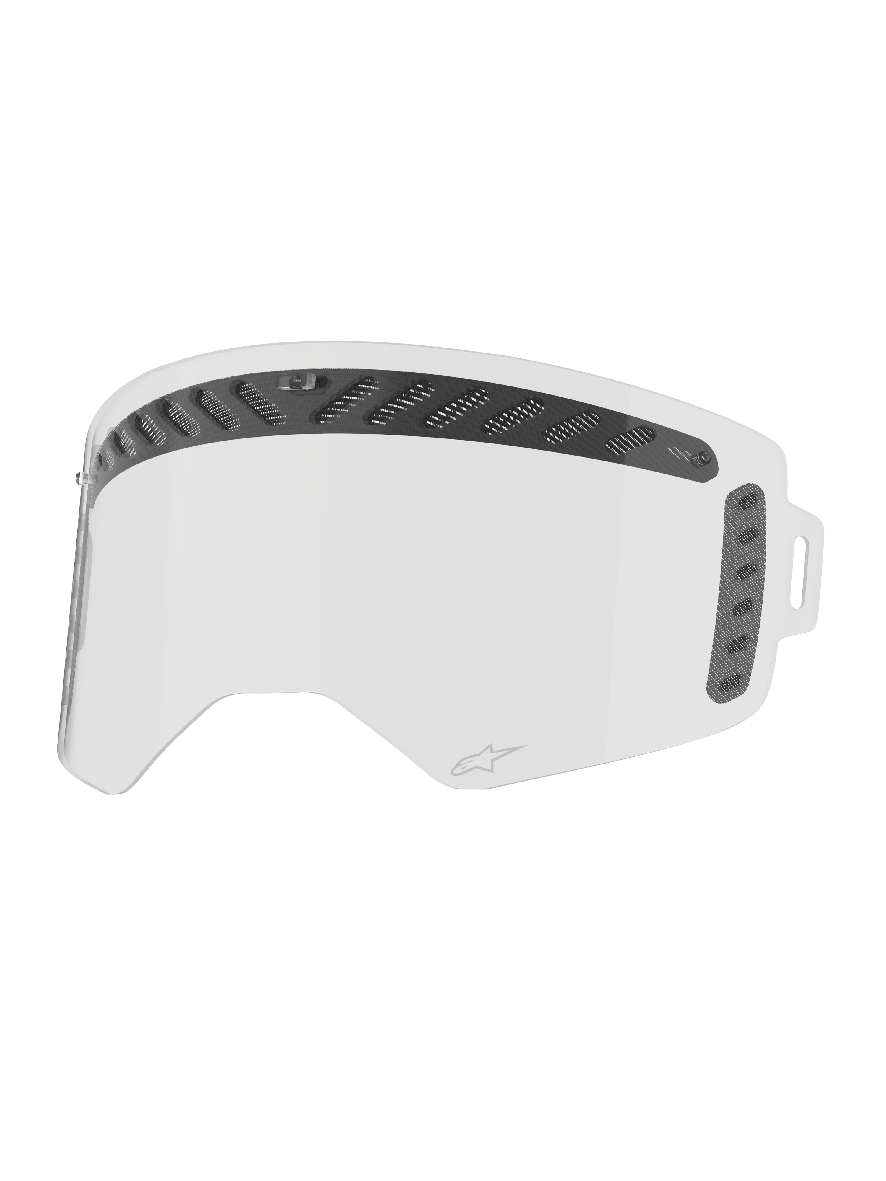 Alpinestars lente Supertech Modulator Vented, peça de substituição transparente para óculos de motocross, com ventilação integrada, revestimento anti-embaciamento e suportes para tear-off