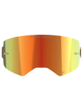 Alpinestars Supertech Mirror Lens, lente de substituição para óculos de motocross, vermelho espelhado com gradiente laranja e amarelo, com o texto «ONE GOAL. ONE VISION.», pinos integrados para tear-offs e acabamento refletor para corridas off-road