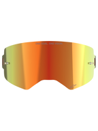 Alpinestars Supertech Mirror Lens, lente de substituição para óculos de motocross, vermelho espelhado com gradiente laranja e amarelo, com o texto «ONE GOAL. ONE VISION.», pinos integrados para tear-offs e acabamento refletor para corridas off-road