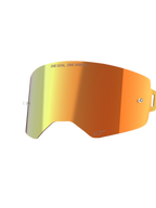 Alpinestars Supertech Mirror Lens, acessório de substituição para óculos, espelhada vermelha com gradiente laranja e amarelo, com o texto 'ONE GOAL. ONE VISION.' e o logótipo Alpinestars, acabamento refletor com pinos para tear-off para corridas de motocross