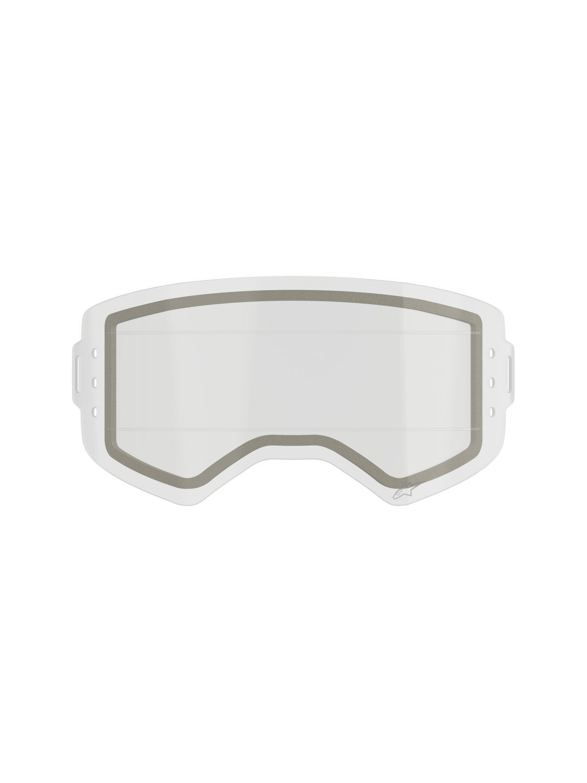 Alpinestars Supertech Dual Pane Roll Off Lens, lente de substituição para óculos de motocross, transparente, construção de painel duplo com uma vedação de neoprene cinzento visível e entalhes laterais para película roll-off, policarbonato transparente resistente a impactos