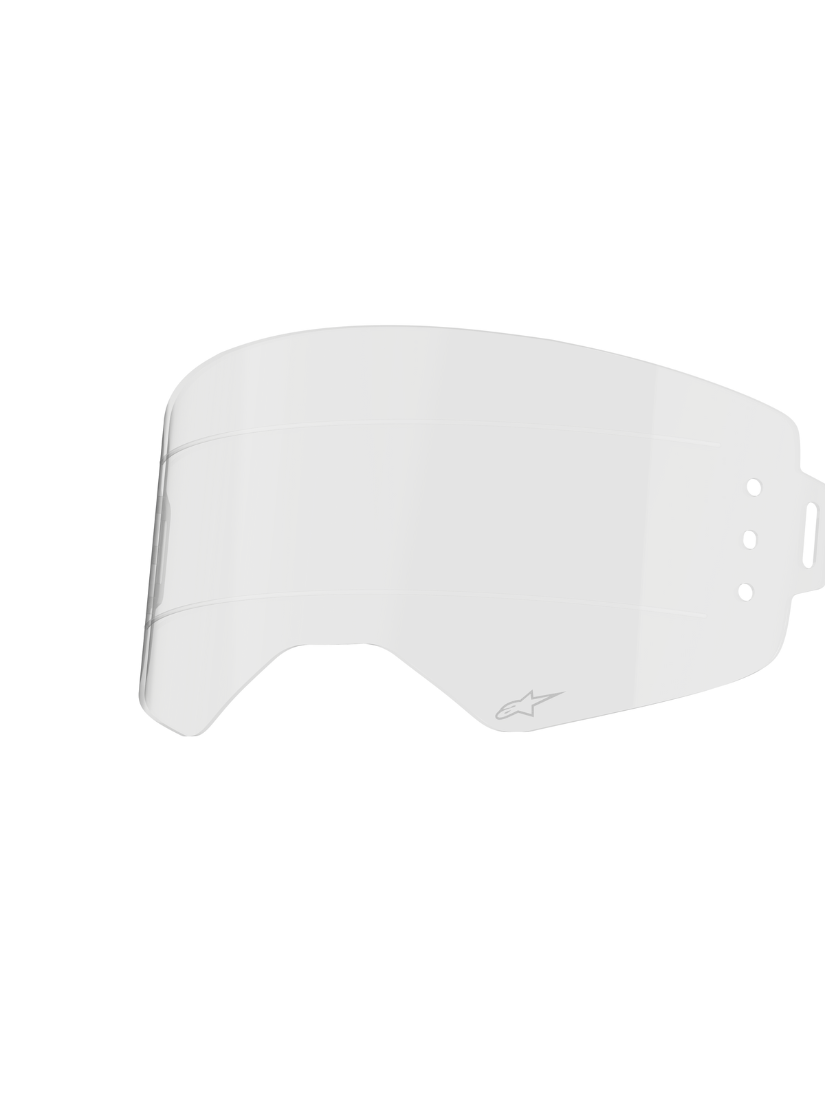 Alpinestars Supertech Roll Off Lens, lente transparente para óculos, policarbonato transparente moldado por injeção com linhas glide horizontais, pequeno logótipo Alpinestars, peça de substituição oficial para óculos Supertech Wide Vision