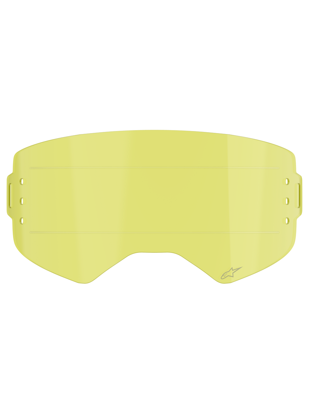 Alpinestars Supertech Roll Off Lens, acessório para óculos, tonalidade amarelo transparente, com linhas de deslizamento horizontais integradas e logótipo de estrela gravado, lente de substituição para óculos de motocross e todo-o-terreno