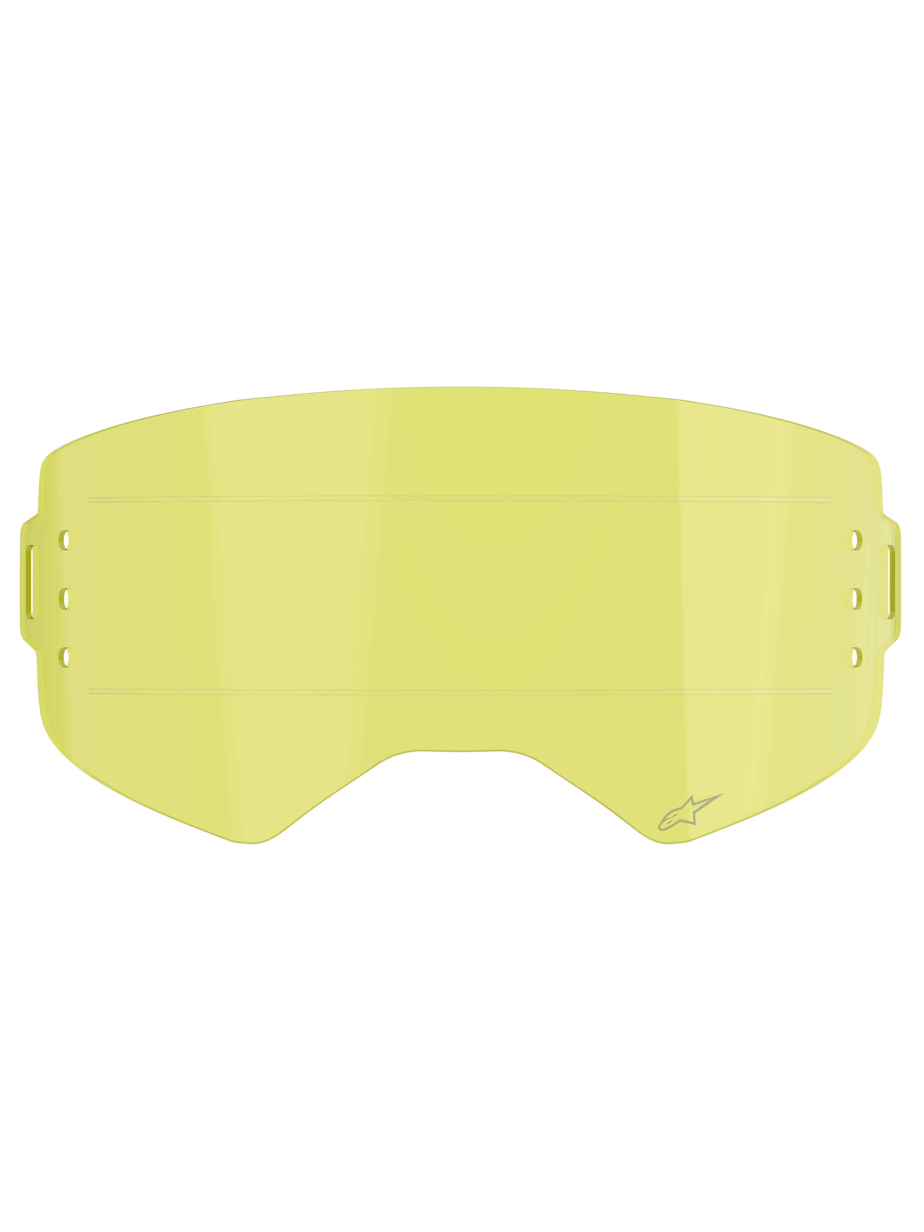 Alpinestars Supertech Roll Off Lens, acessório para óculos, tonalidade amarelo transparente, com linhas de deslizamento horizontais integradas e logótipo de estrela gravado, lente de substituição para óculos de motocross e todo-o-terreno