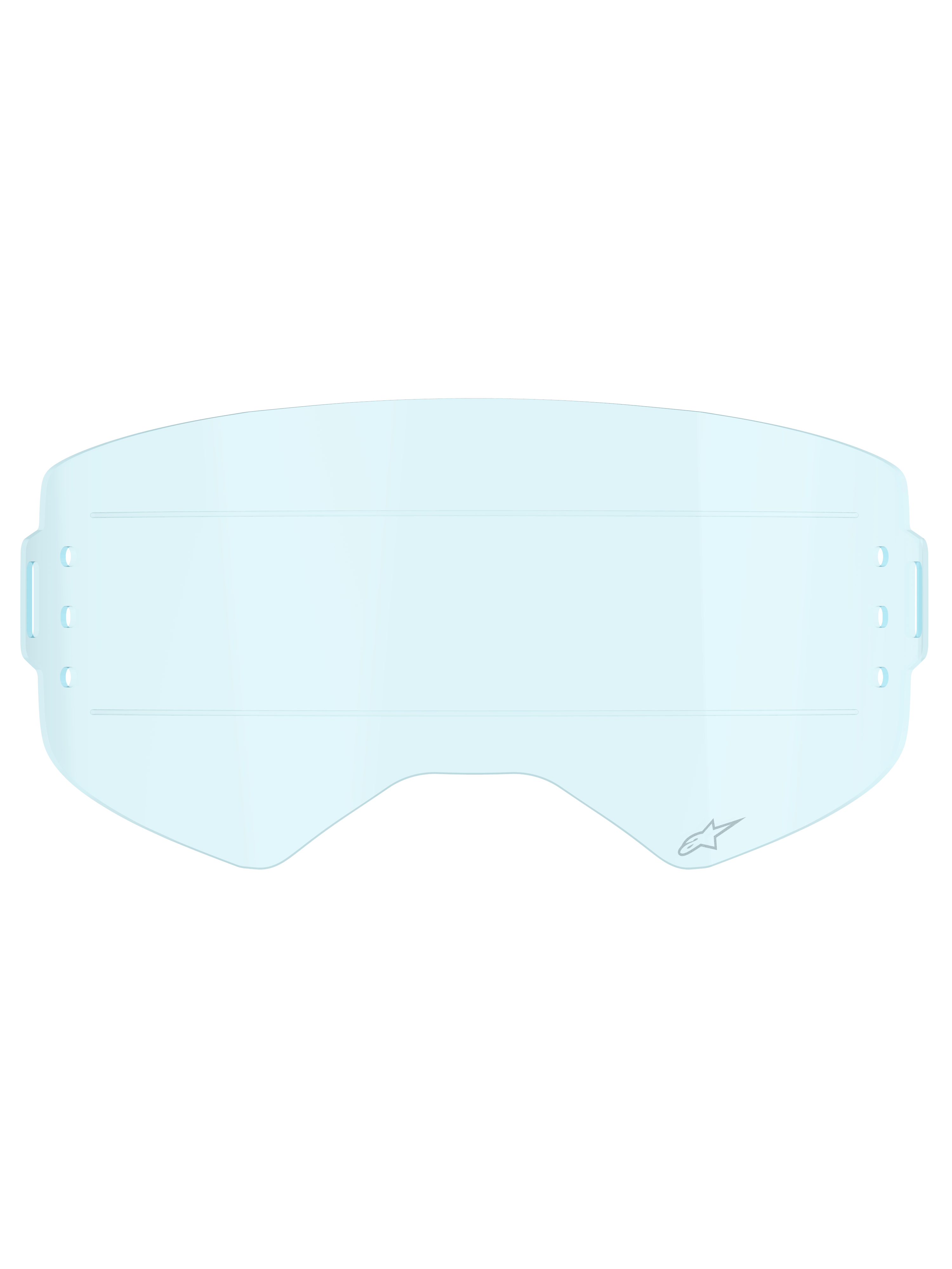 Alpinestars Supertech Roll Off Lens, acessório para óculos de motocross, azul claro, lente de policarbonato azul claro transparente com linhas de deslizamento horizontais para um movimento suave da película e ranhuras de montagem lateral para sistemas roll-off
