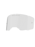 Alpinestars Vision 8-5-3 Lens, Clear Goggle Lens, Transparent, featuring integrated tear-off posts and seven keyhole locking notches, "ONE GOAL. ONE VISION." text on the upper edge, durable polycarbonate construction for motocross goggles