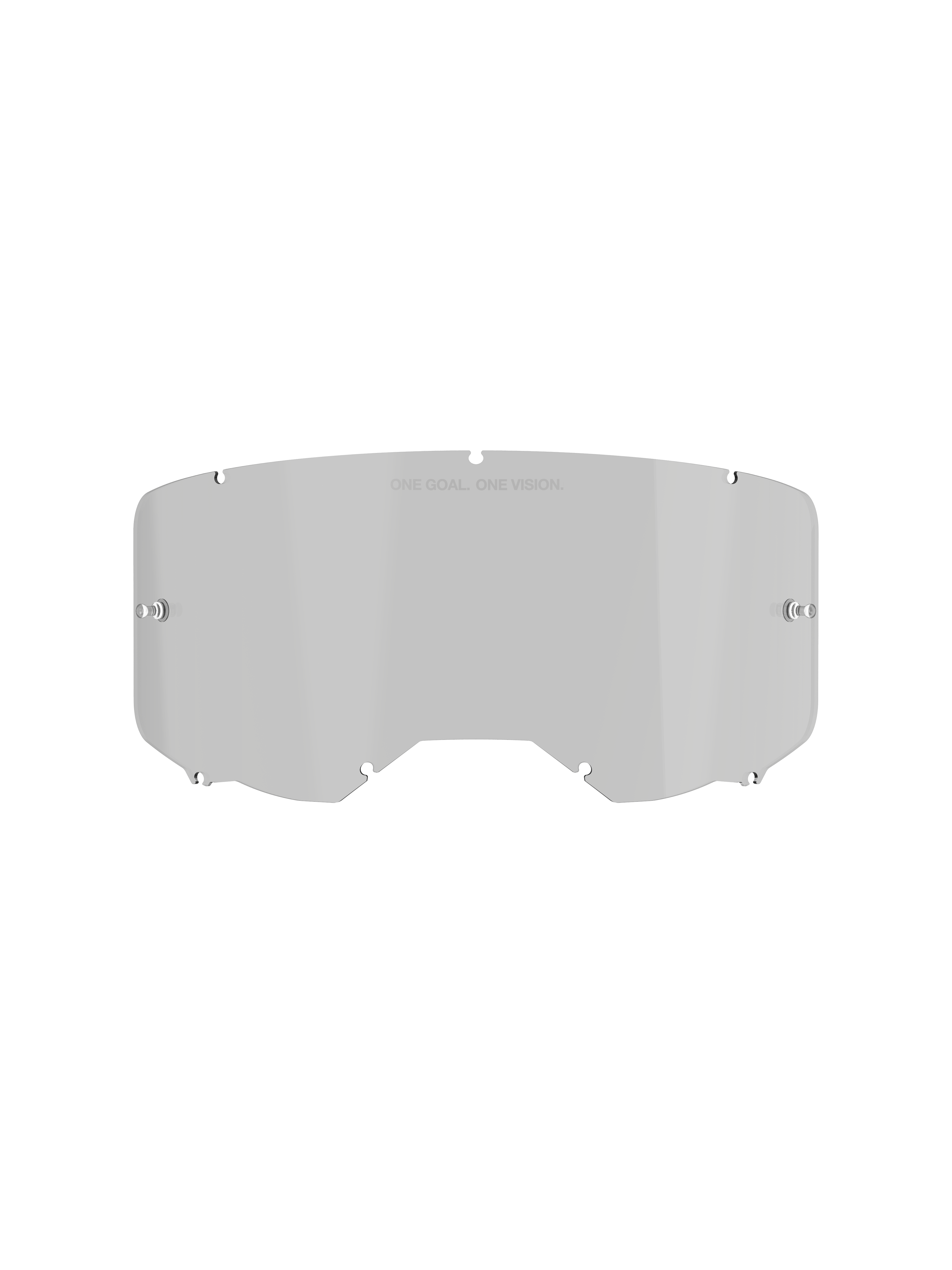 Alpinestars Vision 8-5-3 Smoke Lens, lente de substituição para óculos de motocross, tonalidade Medium Smoke, construção em policarbonato com acabamento anti-embaciamento e revestimento resistente, com o texto 'One Goal. One Vision.' no topo
