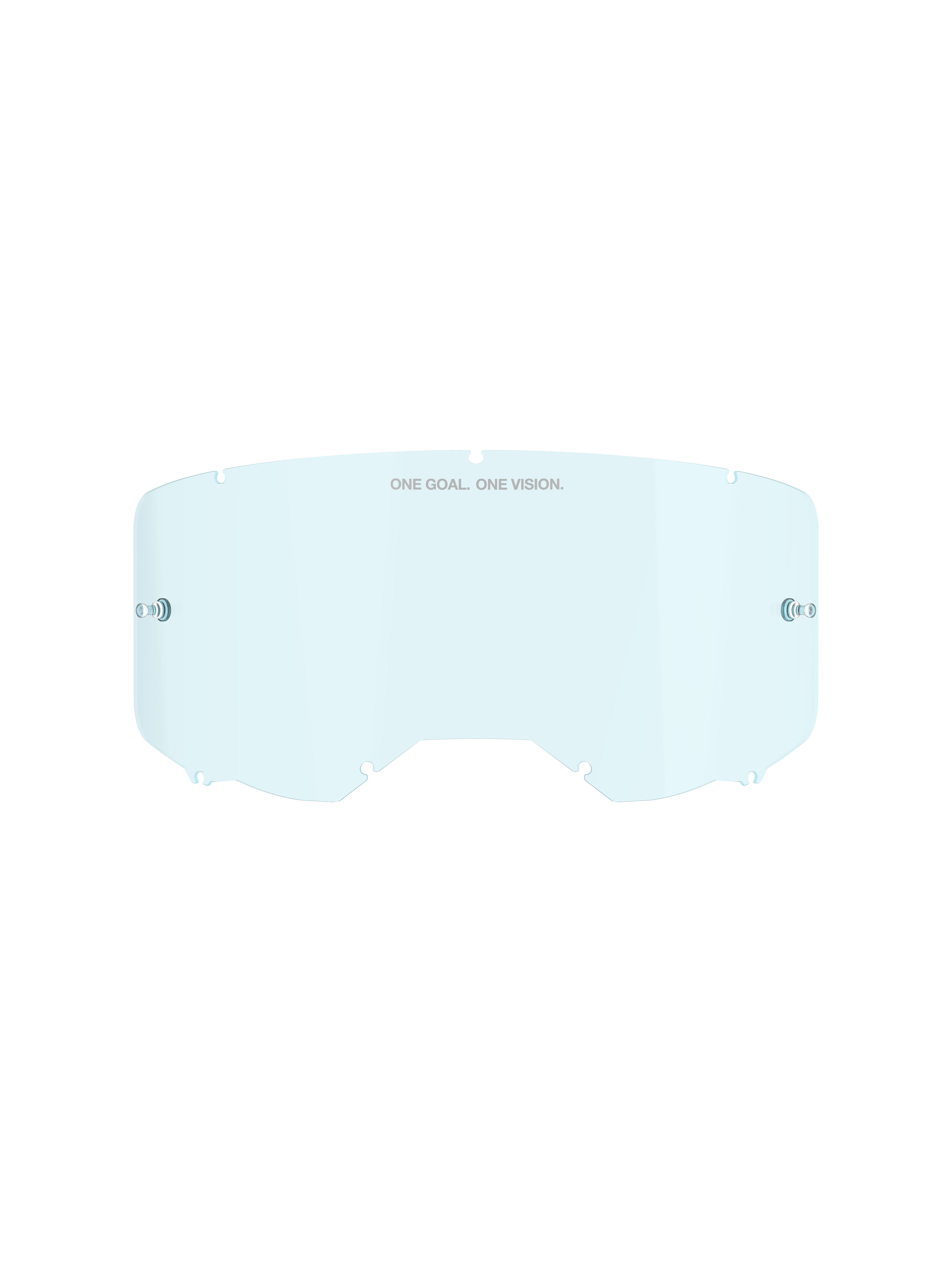 Alpinestars Vision 8-5-3 Smoke Lens, lente de substituição para óculos, tonalidade azul clara semi-transparente, construção em policarbonato, design curvo com o texto 'ONE GOAL ONE VISION' e pontos de fixação para tear-offs