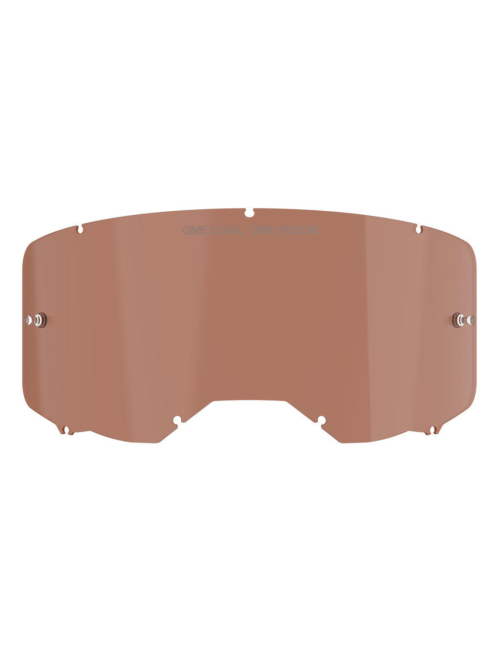 Alpinestars Vision 8-5-3 Goggle Lens, tonalidade Copper Rose, lente de substituição para óculos de motocross com o texto "ONE GOAL. ONE VISION.", design curvo em policarbonato com pinos para tear-offs para corridas todo-o-terreno