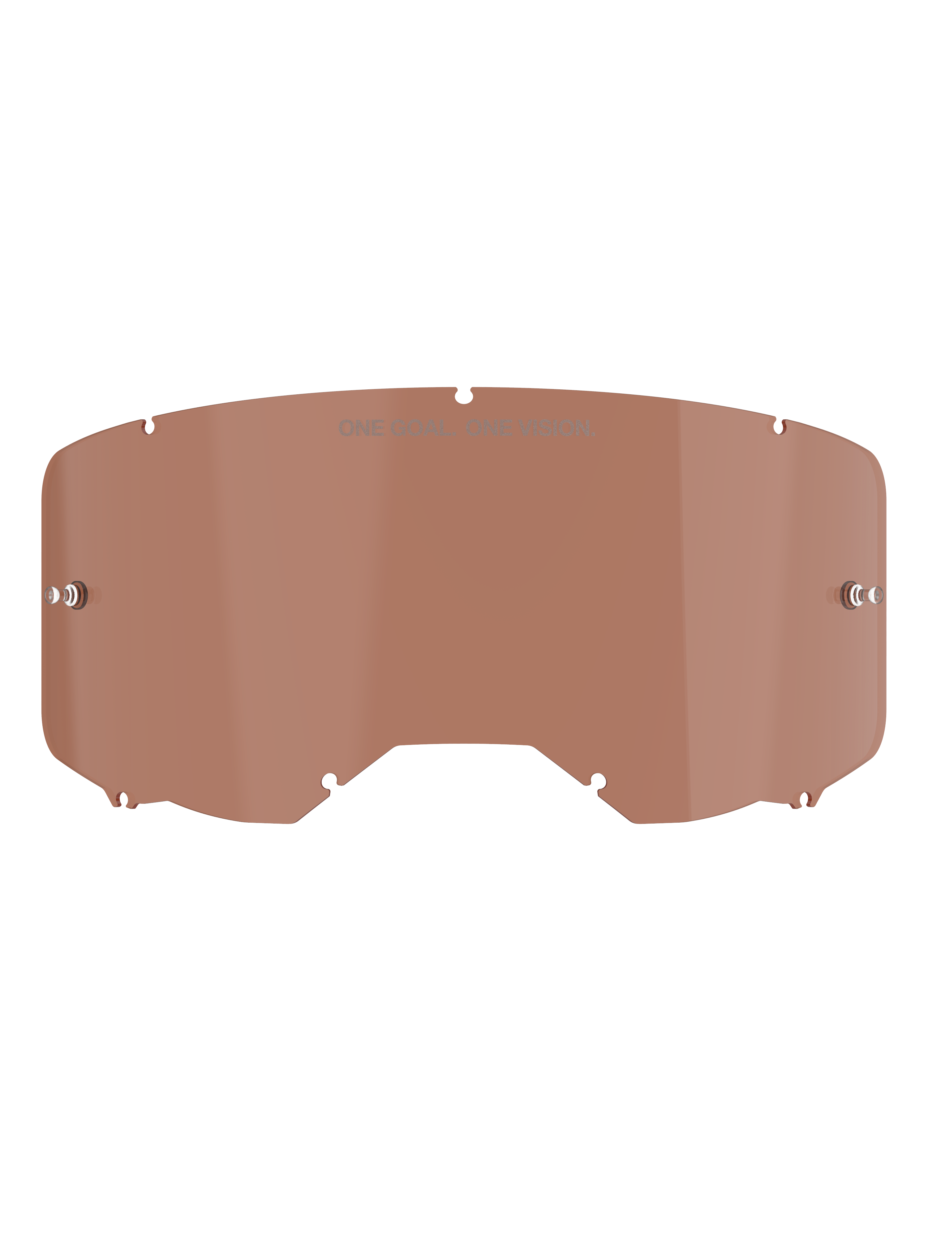 Alpinestars Vision 8-5-3 Goggle Lens, tonalidade Copper Rose, lente de substituição para óculos de motocross com o texto "ONE GOAL. ONE VISION.", design curvo em policarbonato com pinos para tear-offs para corridas todo-o-terreno