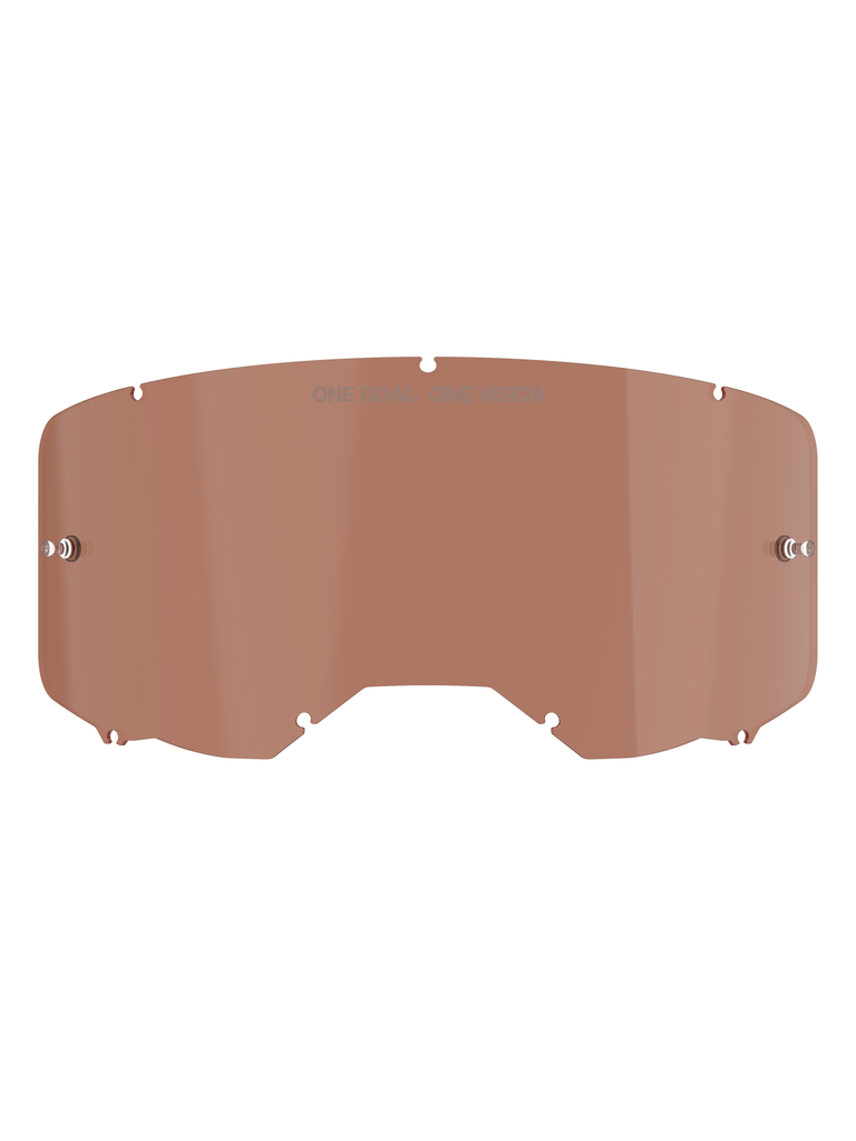 Alpinestars Vision 8-5-3 Goggle Lens, tonalidade Copper Rose, lente de substituição para óculos de motocross com o texto "ONE GOAL. ONE VISION.", design curvo em policarbonato com pinos para tear-offs para corridas todo-o-terreno